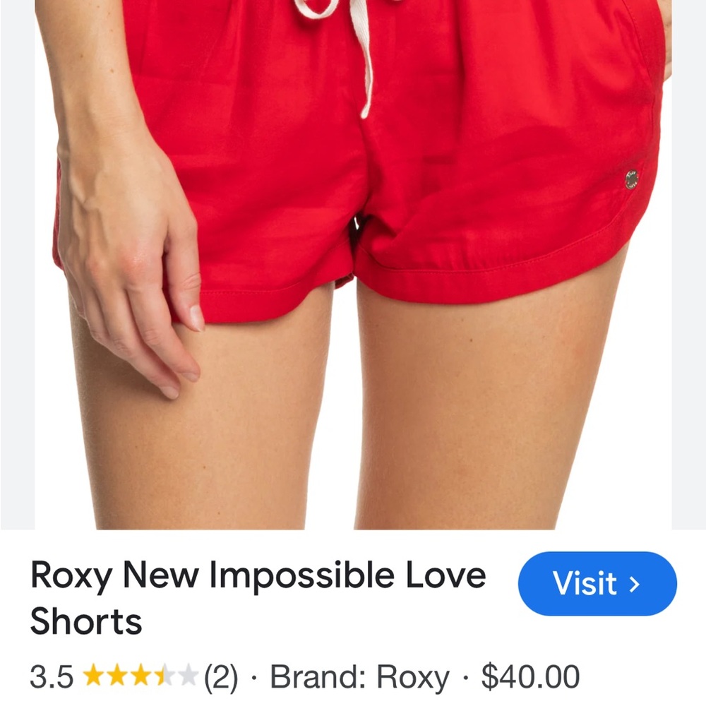 Roxy Vibrant Red Casual Shorts